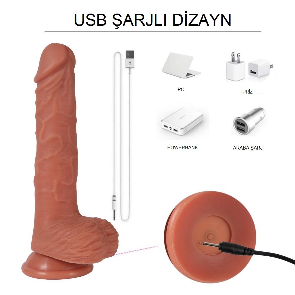 23 cm İleri Geri Hareketli Gerçekçi Vantuzlu Penis William Thrusting - Görsel 5