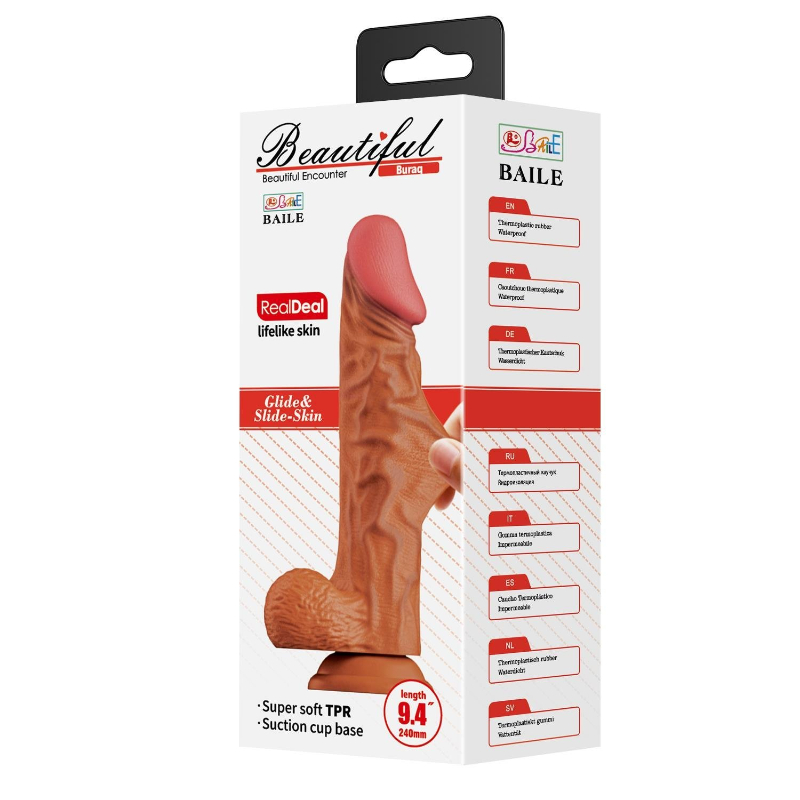 24 cm Yeni Nesil Çift Katmanlı Realistik Vantuzlu Dildo